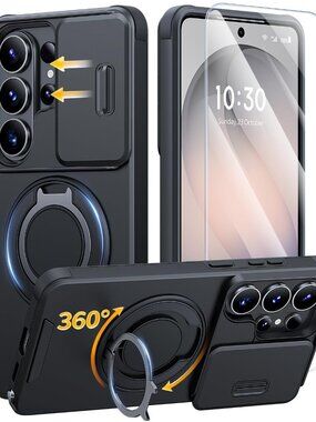 For Samsung Galaxy S26 Ultra S26 Plus Slide Camera Cover Ring Holder stand Case